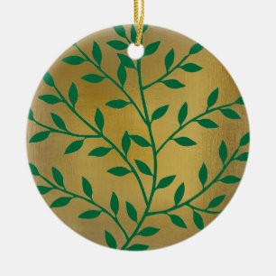 Ornamento De Cerâmica O verde deixa a decoração verde da folha do ramo
