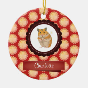 Ornamento De Cerâmica O vermelho adiciona seu hamster conhecido