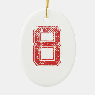 Ornamento De Cerâmica O vermelho ostenta Jerzee número 8