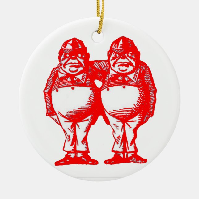 Ornamento De Cerâmica O vermelho Tweedle Dee & Tweedle Dum (Frente)