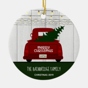 Ornamento De Cerâmica O vintage vermelho pegara rústico do caminhão