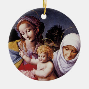 Ornamento De Cerâmica O Virgin e a criança com santo Elizabeth