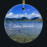 Ornamento De Cerâmica Oahu Beach Cove<br><div class="desc">Vista dos oceanos tropicais e da cordilheira de Ko'olau em Kailua,  na ilha de Oahu,  no Havaí.</div>