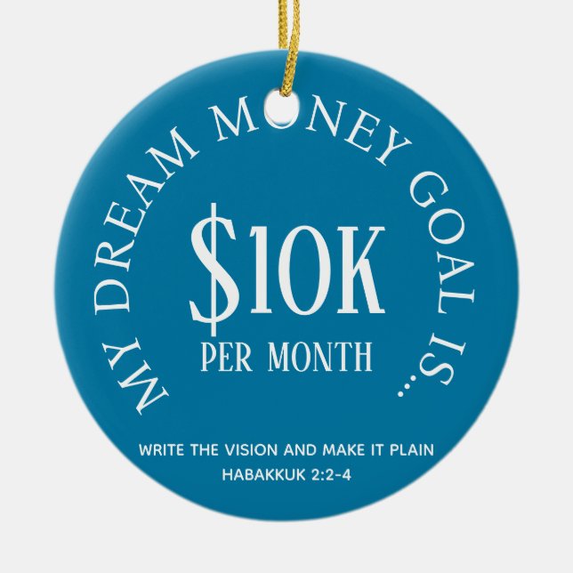Ornamento De Cerâmica Objetivos financeiros personalizáveis (Frente)