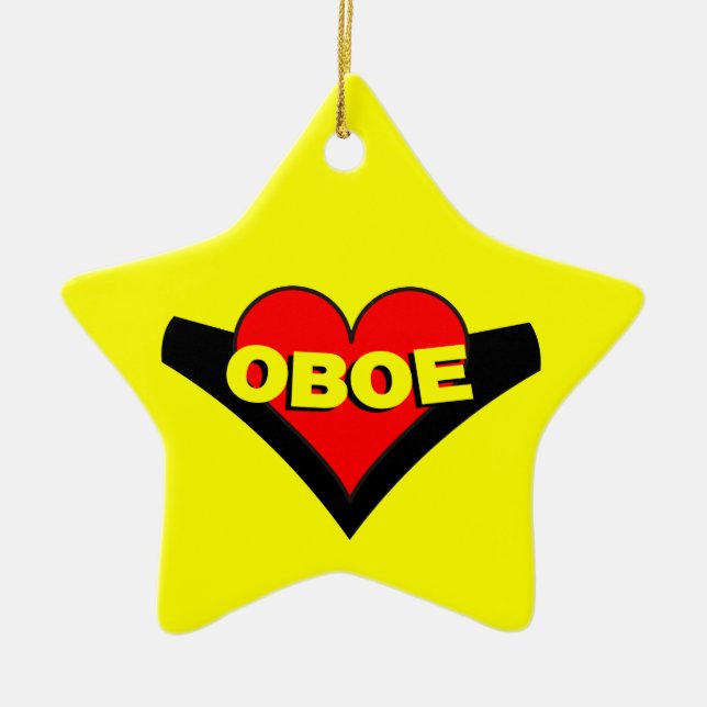 Ornamento De Cerâmica Oboe Over Heart (Frente)