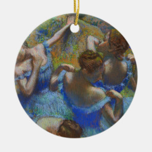 Ornamento De Cerâmica Obra-Prima de Arte Fina Azul de Degas Bailarinas