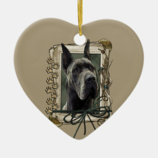 Ornamento De Cerâmica Obrigado - as patas de pedra - great dane - cinza