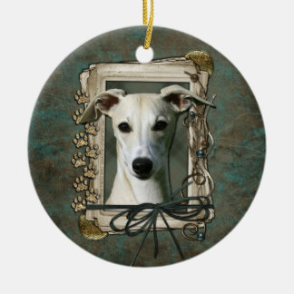 Ornamento De Cerâmica Obrigado - as patas de pedra - Whippet