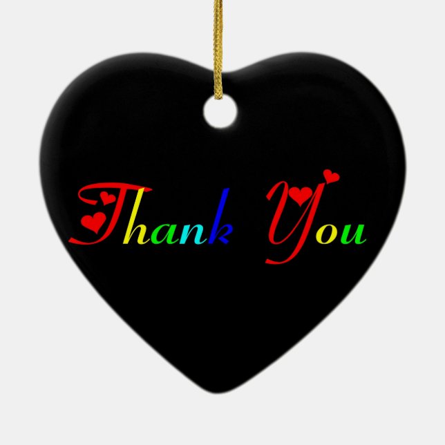 Ornamento De Cerâmica Obrigado com Corações Vermelhos (Verso)