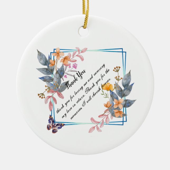 Ornamento De Cerâmica Obrigado, Design (Frente)