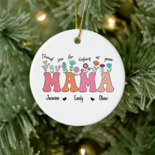 Ornamento De Cerâmica Obrigado por nos ajudar a crescer, Mamãe