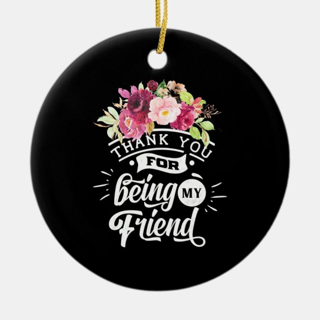 Ornamento De Cerâmica Obrigado Por Serem Meus Amigos (Frente)