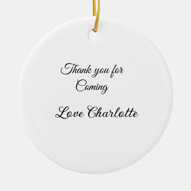 Ornamento De Cerâmica obrigado por vir adicionar nome mensagem de texto  (Frente)