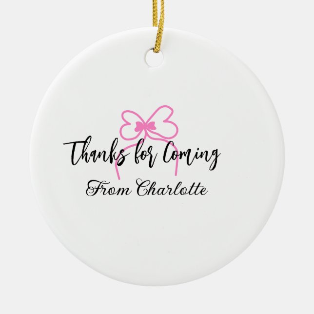 Ornamento De Cerâmica obrigado por vir adicionar nome mensagem de texto  (Frente)