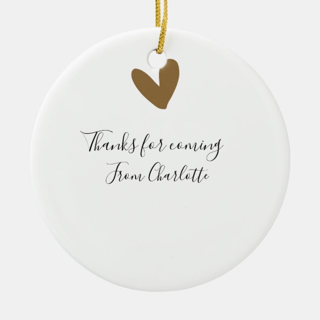 Ornamento De Cerâmica obrigado por vir adicionar nome mensagem de texto  (Frente)