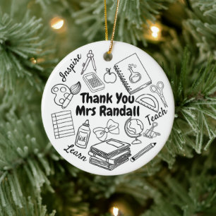 Ornamento De Cerâmica Obrigado Professor Doodle Ornament