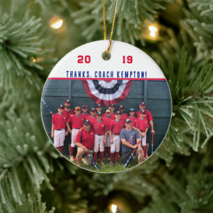 Ornamento De Cerâmica Obrigado Treinador - Cooper Gift Team Photo