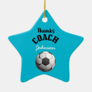 Ornamento De Cerâmica Obrigado Treinador de Futebol Estrelas Azul Água B