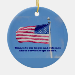 Ornamento De Cerâmica Obrigado Tropas Bandeira Americana