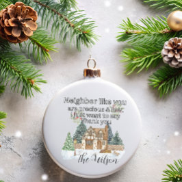 Ornamento De Cerâmica Obrigado Vizinhos Coração Natal 2025