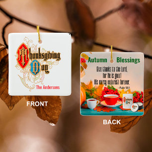 Ornamento De Cerâmica Obrigados De Dia De Ação De Graças... (Salm 106:1)