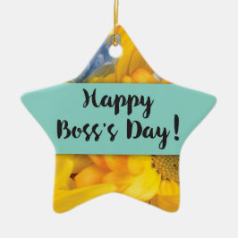 Ornamento De Cerâmica Obrigados do dia do chefe Gerbera Daisies