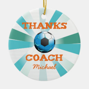 Ornamento De Cerâmica Obrigados do treinador de futebol, laranja no chá,