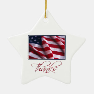 Ornamento De Cerâmica Obrigados patrióticos da bandeira americana no