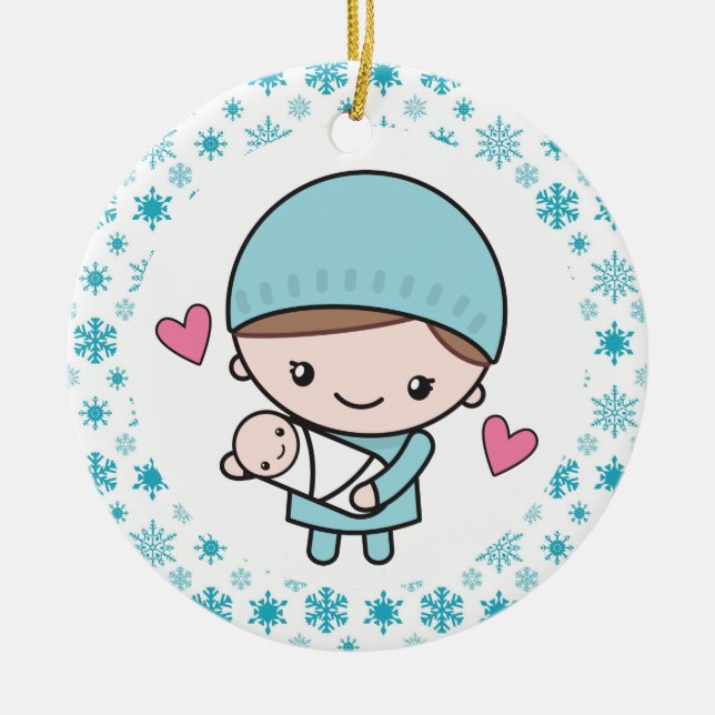 Ornamento De Cerâmica Obstetrícia Enfermeira OB-GYN Parteira (Frente)