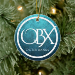 Ornamento De Cerâmica OBX Personalizado Outer Banks NC Beach Christmas<br><div class="desc">OBX Outer Banks NC Beach Holiday Christmas Tree Cerâmica Ornament - Pode ser personalizado com um nome,  ano ou qualquer texto que você queira adicionar. Obrigados para passar!</div>