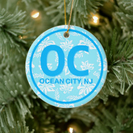 Ornamento De Cerâmica OC Ocean City New Jersey NJ Blue Personalizado