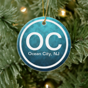 Ornamento De Cerâmica OC Ocean City NJ New Jersey Beach Tag Natal