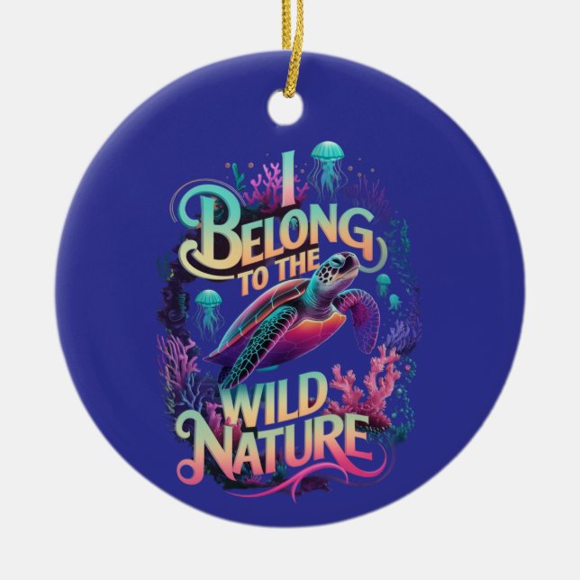 Ornamento De Cerâmica Ocean Adventure Uma Tartaruga Marinha Vibrante (Frente)