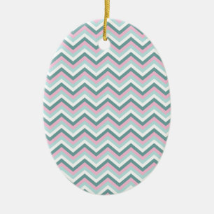 Ornamento De Cerâmica Ocean Mist Chevron Patterno