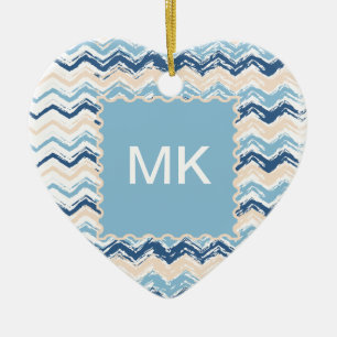 Ornamento De Cerâmica Ocean Waves Chevron