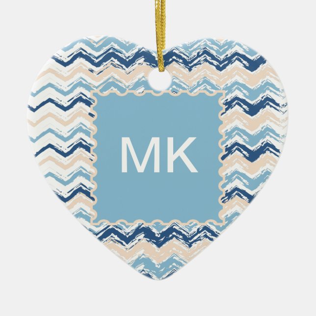 Ornamento De Cerâmica Ocean Waves Chevron (Frente)