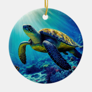 Ornamento De Cerâmica Oceano de Tartaruga Marinha Vida Animal Animais de
