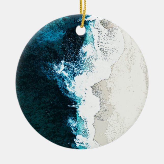 Ornamento De Cerâmica Oceano E Praia (Frente)