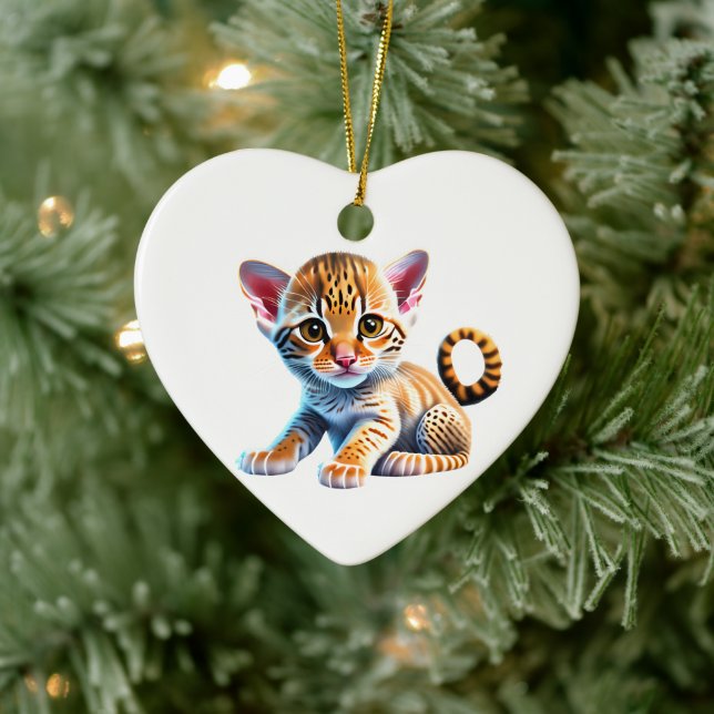 Ornamento De Cerâmica Ocicat Kitten Personalizado (Árvore)