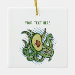 Ornamento De Cerâmica Octopus Avocado Engraçado