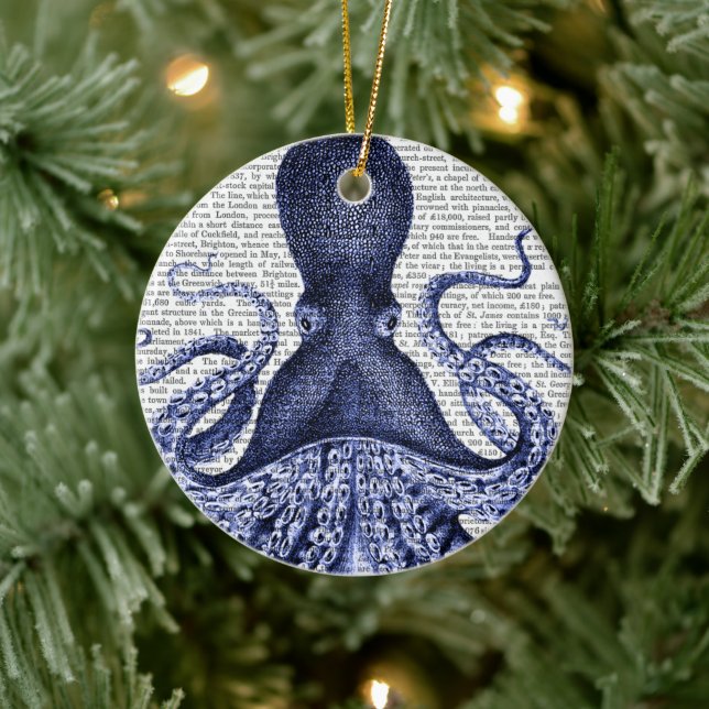 Ornamento De Cerâmica Octopus azul (Árvore)