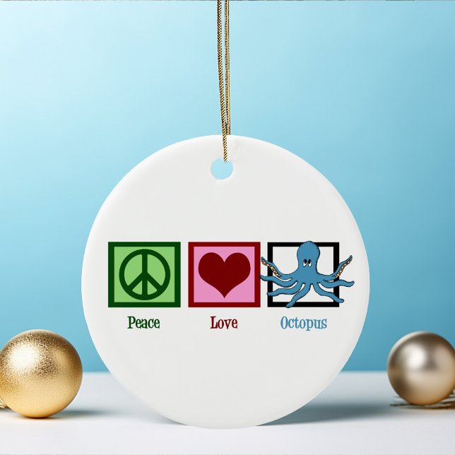 Ornamento De Cerâmica Octopus Azul do Peace Love (Criador carregado)
