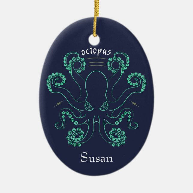 Ornamento De Cerâmica Octopus Cephalopod Tentáculos (Frente)