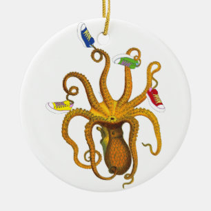 Ornamento De Cerâmica Octopus de dança de ruptura, Arte Lula, 80 Retro,
