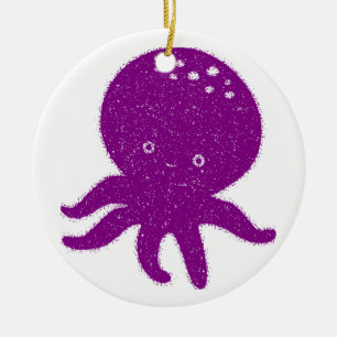 Ornamento De Cerâmica Octopus Roxo-Cinto Impressão