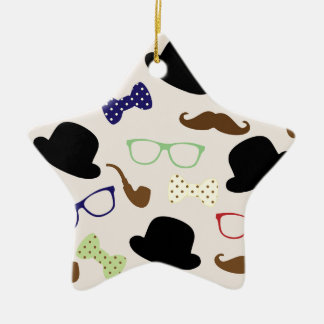 Ornamento De Cerâmica Óculos, Chapéus e bigode