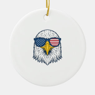 Ornamento De Cerâmica Óculos de Sol Águia Patriótica Design Vetorial Vin