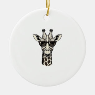 Ornamento De Cerâmica Óculos de Sol de Girafa Legal Camisa de Gravura Vi