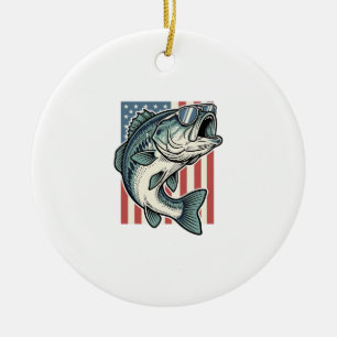 Ornamento De Cerâmica Óculos de Sol de Pesca de Bass Patrióticos Vetor V