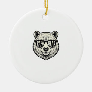 Ornamento De Cerâmica Óculos de sol do Papai Urso Cabeça de Urso Design